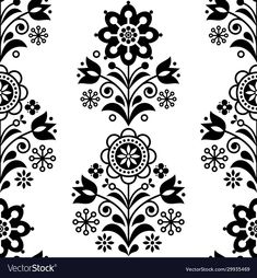 a black and white floral pattern on a white background