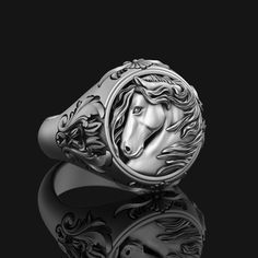 Silver Equestrian Ring - Elegant Horse Jewelry, Unique Gift for Horse Lovers, Stylish Equestrian Symbol Celebrate your passion for horses with our Silver Equestrian Ring, an elegant piece of horse jewelry perfect for any horse lover. Crafted from high-quality silver, this ring features a beautifully detailed horse design, symbolizing grace and strength. Ideal as a unique gift or a special addition to your own collection, this stylish ring embodies the essence of equestrian life. Whether you're a Classic Formal Jewelry With Horse Design, Formal Silver Jewelry With Horse Design, Elegant Horse Design Jewelry For Shows, Elegant Jewelry With Horse Design For Shows, Formal Sterling Silver Jewelry With Horse Design, Elegant Round Jewelry With Horse Design, Stylish Equestrian, Equestrian Ring, Lifestyle Jewelry