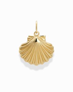 Kai Shell Charm - Mod + Jo Luxury Shell Jewelry As Gift, Luxury Shell Jewelry With Pearl Charm, Luxury Elegant Shell With Pearl Charm, Coastal Charm, Scallop Shells, Shells, Gold Plate, Charms, Gold