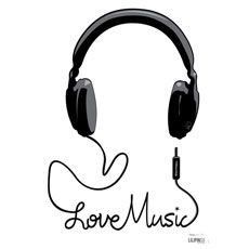 headphones with the words love music written on them