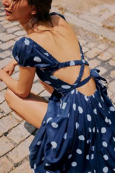 Ultraviolet Dress | Free People 2024 Energy, Nautical Dress, Free People Clothing, Smocked Top, Blue Midi Dress, Puffed Sleeves, Tea Dress, New Wardrobe, Free People Dress