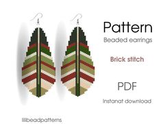 a pair of earrings with different patterns and colors on the front, back and side