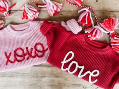 Personalized Valentine's Day Hand Embroidered Baby and Toddler Sweaters Our adorable hand embroidered "Name" sweaters are perfect for birth announcements, newborn/family photos, baby shower gifts, birthday gifts or any occasion!Embroidery is done by hand and can vary. Every sweater is one of a kind as they are all customized with name, sweater color and embroidery color! ALL CUSTOM INFO FOR YOUR ORDER WILL ENTERED IN THE PERSONALIZATION BOX AT CHECKOUT. **See photos in listing for all sweater and yarn colors. + Size of the embroidery/letters will vary depending on # of letters and sweater size. + The sweaters do have an oversized fit.  + When ordering with a FLOWER or OTHER DESIGN you will need to purchase "+1 Add-on" or "+2 Add-ons" in the 2nd drop down menu.  + DISCLAIMER: Embroidery wil Valentine Sweater, Hand Embroidered Name, Name Sweater, Elf Sweater, Newborn Family Photos, Crochet Baby Sweater, Baby Frock Pattern, Valentines Day Baby, Neutral Baby Clothes