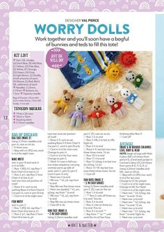 a magazine page with stuffed animals on it