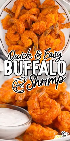 buffalo shrimp is served with ranch dip and sour kraut