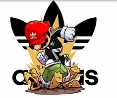 Mario Logo, Adidas Logo Art, Adidas Art, Adidas Super, Halloween Wallpaper Cute, Adidas Wallpapers, Cartoon Character Tattoos, Tshirt Printing Design, Tshirt Design Inspiration