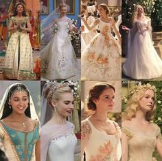 the princess brides in their wedding gowns and tiaras are all dressed up