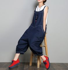 Denim Casual Spring Denim Overall Loose Women Jumpsuits Baggy Casual Jumpsuits And Rompers Solid Color, Baggy Casual Overalls, Casual Loose Jumpsuits And Rompers In Solid Color, Solid Cotton Denim Jumpsuit For Summer, Casual Baggy Jumpsuits And Rompers In Solid Color, Summer Cotton Denim Jumpsuit, Casual Non-stretch Solid Color Overalls, Non-stretch Solid Color Casual Overalls, Casual Solid Overalls