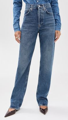 AGOLDE Kelly Jeans: High Rise Relaxed Straight | Shopbop Levi Outfits, Levi's Ribcage, Levis Outfit, American Workwear, Cutest Outfits, High Rise Straight Jeans, Agolde Jeans, Bottom Clothes, High Jeans