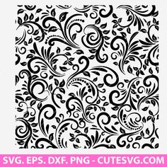 the black and white floral pattern is shown in this image, it looks like an intricate design