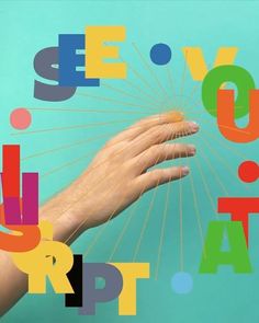 a person holding an umbrella with colorful letters