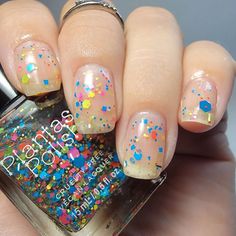 "Sprinkles" is bright and sunny confetti glitter in a pale yellow-green base, which also resembles the bright colors of Filipino jeepneys! Can be worn on its own or over a base, such as black, white, yellow, and pale pink, etc.!  *Swatches by: @polishwithamber and @lisaluxurynails  Ingredients Include: Butyl Acetate, Ethyl Acetate, Nitrocellulose, Acetyl Tributyl Citrate, Isopropyl Alcohol, Adipic Acid, Neopentyl Glycol, Trimellitic Anhydride Copolymer, Benzophenone-1, Trimethylpentanediyl Dibenzoate, Polyvinyl Butyral, Stearalkonium Bentonite, N-Butyl Alcohol, Argania Spinosa Kernel Oil, Acrylates Copolymer, Alumina, Silica, D&C Violet #2. May Contain: Etcocrylene, Mica Titanium Dioxide, Iron Oxide, Tin Oxide Bis (Glycidoxyphenyl) propane, Bisaminomethyl-Norbornane Copolymer, Aluminum Hyd Nail Polish Bottle, Confetti Nails, Isopropyl Alcohol, Nail Polish Bottles, Colorful Glitter, Clear Nail Polish, Palm Desert, Titanium Dioxide, Neutral Nails