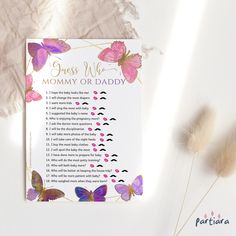 a mother's or daddy poem with butterflies on it and feathers next to it