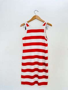 Vintage Esprit Red and White Striped Cotton Dress. Super sporty vibes, fresh and classic look. Sleeveless and comfy nice cotton dress for biking the pier. Made in Taiwan, 100% Cotton. Marked size M. Good vintage condition. Approximate Measurements: Underarm to underarm: 16" Length: 34" Sporty Sleeveless Beach Dress, Retro Red Sleeveless Tank Top, Casual Red Cotton Sleeveless Dress, Casual White Cotton Sleeveless Dress, Sporty Knee-length Summer Dress, Red Fitted Sleeveless Cotton Dress, Casual Red Sleeveless Mini Dress, Fitted Red Sleeveless Cotton Dress, Casual Red Sleeveless Knee-length Dress