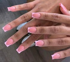 Nails Pink French Tip, French Tip Set, Nails Pink French, Pink Tip Nails, Pink French Tip, 2023 Pink