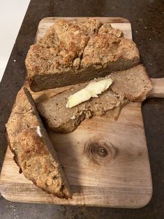 two slices of bread on a cutting board