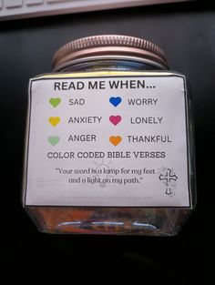 a jar with some kind of label on it that says read me whinen