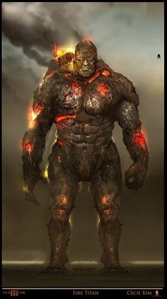 an image of a giant man with fire on his chest