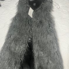 Faux Fur Feathered Vest. Sweater Like Back. 28" Long. Made Of Acrylic And Polyester.Gray And White, Gray Back With Wrap Tie.With Tags. Feather Vest, Vest Sweater, Gray White, Faux Fur, Jackets For Women, Jackets & Coats, Tags, Grey, Women Shopping