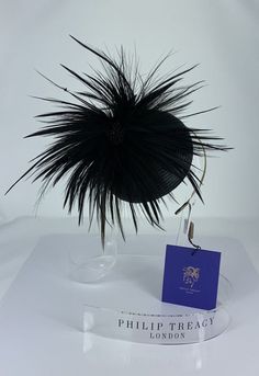 Philip Treacy Black Fascinator With Feathers & Swirl Philip Treacy Hats, Book Clutch, Philip Treacy, Black Fascinator, Feather Fascinator, Feather Fascinators, Brown Hats, Olympia Le Tan, Jack White