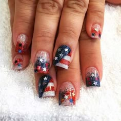 Stars Nail Art, 4th Of July Nail Designs, July Nail Designs, Firework Nails, Flag Nails