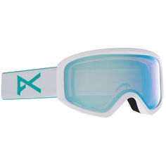 a pair of ski goggles with blue mirrored lenses on the top and bottom part