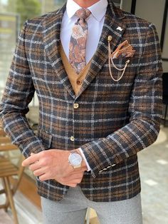 Blue Suit Men, African Shirts For Men, Suit Casual, Pants Gift, Fitted Blazer Jacket, Designer Suits For Men, Beige Plaid, Beige Blazer, African Shirts