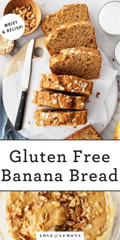 gluten free banana bread with nuts on top