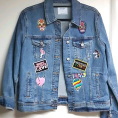 Never Worn Custom Old Navy Denim Jacket With Patches On Front And Back... Feel Free To Make An Offer. I Also Make Custom Pieces Upon Request!!! Ask Queations If Needed!!! Denim Jacket With Patches And Long Sleeves, Denim Jacket With Patches Long Sleeve, Dark Wash Denim Jacket With Patches, Trendy Denim Outerwear With Patches, Dark Wash Long Sleeve Denim Jacket With Patches, Trendy Long Sleeve Denim Jacket With Patches, Casual Blue Outerwear With Patches, Trendy Blue Outerwear With Patches, Casual Denim Outerwear With Embroidered Patch