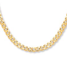 Substantial links of 10K yellow gold define this men's curb chain necklace. Secured with a lobster clasp, the necklace measures 22 inches in length. 14k Gold Cuban Link Chain Necklace, Yellow Gold Cuban Link Chunky Chain Necklace, Yellow Gold Cuban Link Chain Necklace With Chunky Chain, Gold Chain Men, Sita Ram, Mens Bracelets, Gold Chain Design, Bridal Accessories Jewelry, Mens Gold Jewelry