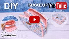 the video is showing how to make a makeup bag