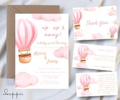 watercolor hot air balloon wedding suite