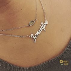 🌻 Classic Style Script Name Necklace in Sterling Silver 🌻 Base tall capital letter is 10.5mm 🌻 Curl on last letter available on a-e-g-m-n-y 🌻 Order any name up to nine letters 🌻 Jennifer photo shows Figaro chain 🌻 Nameplate thickness upgraded to 1.2 mm 🌻 Choose your necklace length and chain style at checkout 🌻 Production time is 7-14 working days 🌻 Please upgrade your shipping if you would like to expedite delivery Script Necklace, 14k Yellow Gold Necklace, Name Necklaces, Star Chain, Nameplate Necklace, Figaro Chain, Silver Stars, Necklace Length, Name Necklace