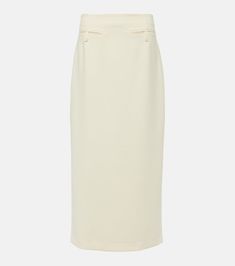 Smith maxi skirt in beige - Staud | Mytheresa Spring Midi Elastane Skirt, High Waist Elastane Pencil Skirt, Elegant High Waist Elastane Pencil Skirt, Elegant High-waist Elastane Pencil Skirt, Spring Midi Elastane Pencil Skirt, Spring Midi Pencil Skirt In Elastane, Lined Viscose Skirt For Work, Viscose Lined Skirt For Work, Chic Midi Skirt In Elastane