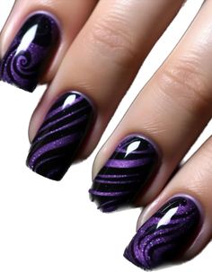 Dark Purple Design Nails, Dark Violet Nails Designs, Dark Purple Manicure Ideas, Dark Purple And Black Nail Designs, Deep Purple Nails Design, Dark Purple Nail Designs, Fingernails Painted, Nail Designs Pictures