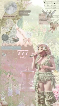 an altered collage of a woman with flowers and butterflies