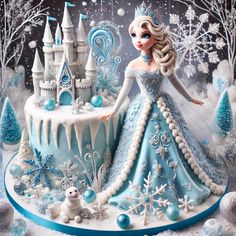 there is a cake that looks like a frozen princess