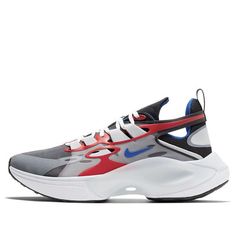 Nike Signal D-MS-X 'Black University Red Game Royal' AT5303-006 (SNKR/Unisex) Modern Red Breathable Sneakers, Red Sneakers With Vented Sides For Sports, University, Nike, Red, Black