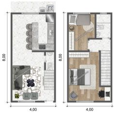 the floor plan for a two bedroom apartment with an attached kitchen and living room area