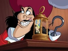 an animated character is looking at a clock