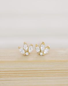 Crafted from gold-vermeil with a cluster of crystals, these earrings make the perfect finishing touch for any look. Dainty and delicate, these earrings will add just the right amount of sparkle.