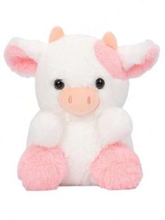 a white and pink stuffed animal with big ears