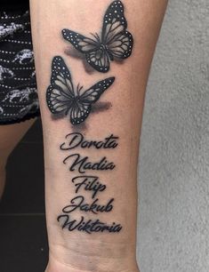 a woman's arm with two butterflies on it and the words do not meditate,