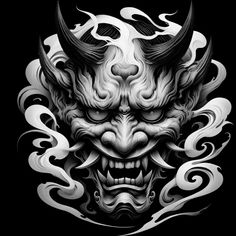 Hanya Mask Tattoo, Oni Japanese, Japanese Mask Tattoo, Oni Mask Tattoo, Oni Tattoo