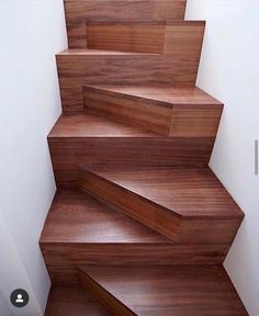 a set of stairs made out of wood