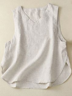 Cotton V-neck Camisole For The Beach, V-neck Linen Summer Vest, Relaxed Fit Linen V-neck Top, Oversized Linen V-neck Top, Summer Linen V-neck Camisole, Casual Vest, Cotton Linen, Solid Color, V Neck