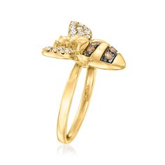 LeVian - Le Vian .53ct t. w. Nude, Chocolate Diamond Bumblebee Ring in 14kt Honey Gold. Size 7. With a rich history dating back to the 15th century, Le Vian jewelry is well known for its decadent designs and innovative use of color. Add some glamorous whimsy to your look with this charming bumblebee ring, featuring .53 ct. t. w. round brilliant-cut champagne and brown diamonds in black rhodium. Set in polished 14kt yellow gold. 5/8" wide. Le Vian champagne and brown diamond bumblebee ring. Diamo Levian Jewelry, Chocolate Diamond, Brown Diamonds, April Birthday, Diamond Birthstone, Chocolate Diamonds, Le Vian, Brown Diamond, Black Rhodium