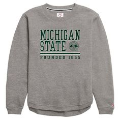 the michigan state sweatshirt is shown in grey