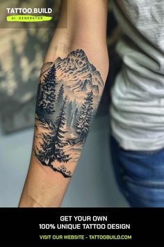 a person with a mountain tattoo on their arm