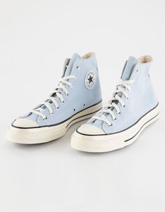 CONVERSE Chuck 70 High Top Shoes - SKY BLUE | Tillys Light Blue Converse High Tops, Cute Shoes Sneakers Converse, Womens Cute Shoes, My Dream Shoes, Trendy Back To School Shoes, Converse Not Platform, Converse With Designs, Cute Shoes Converse, Blue Shoes Aesthetic